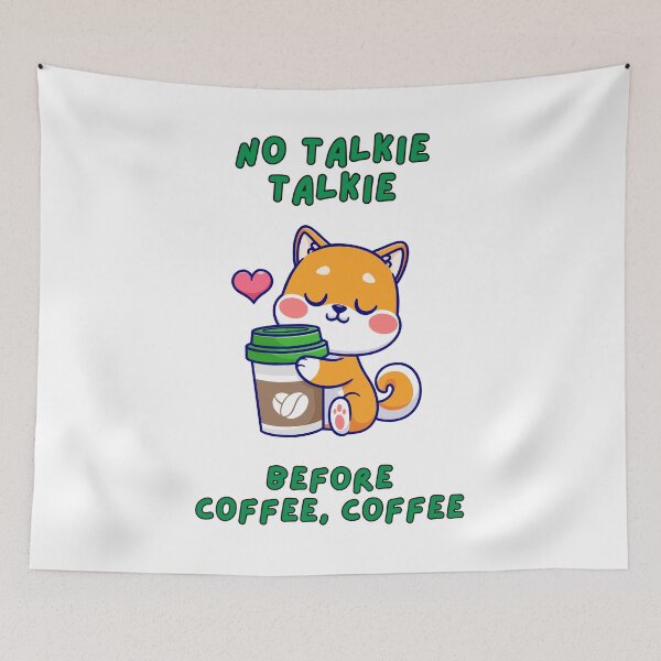 Item preview, No Talkie, Talkie, Before Coffee Coffee, Cup Saucer, Puppy, Green  designed and sold by AASparksDesigns.