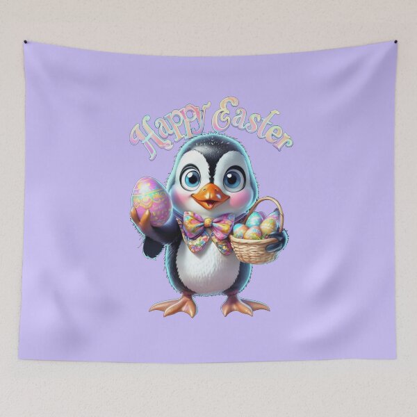 Item preview, Happy Easter – Cute Penguin with Easter Eggs designed and sold by ZerotwoStudio.
