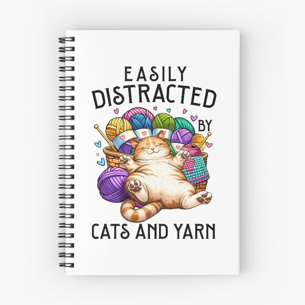 Item preview, Easily Distracted by Cats and Yarn Funny Crochet Cat designed and sold by GroovyFusion.