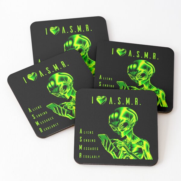 Item preview, I love ASMR - Aliens Sending Messages Regularly - green designed and sold by R-A Designs.