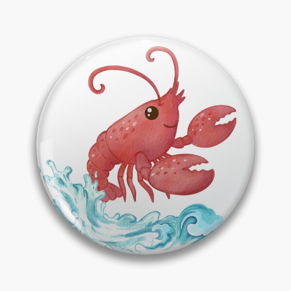 Item preview, Cheerful red lobster emerging from stylized blue waves designed and sold by LaUnArt.