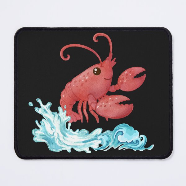 Item preview, Cheerful red lobster emerging from stylized blue waves designed and sold by LaUnArt.