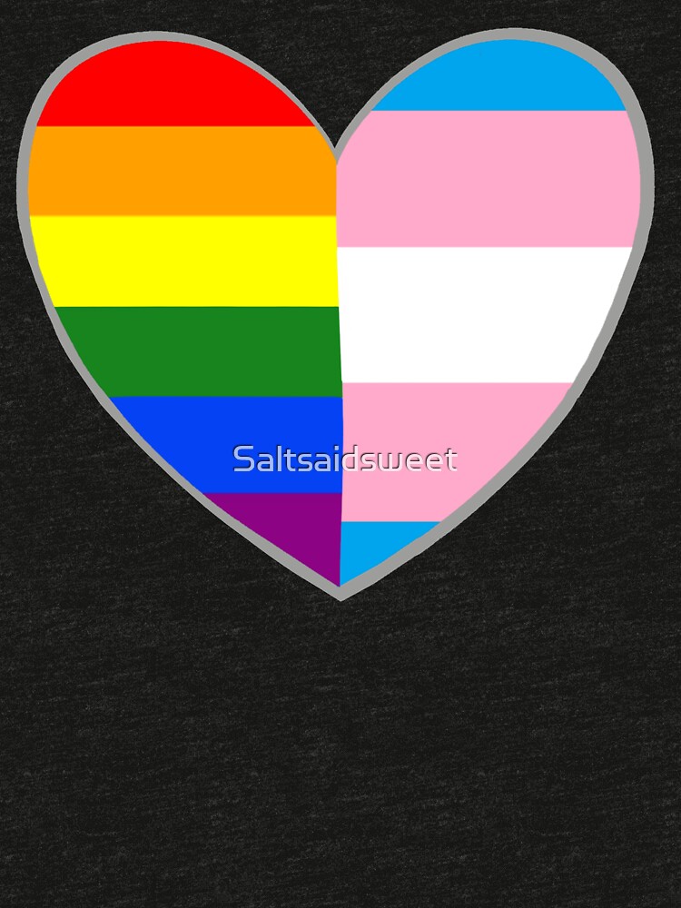 Trans And Rainbow Flag Heart T Shirt By Saltsaidsweet Redbubble