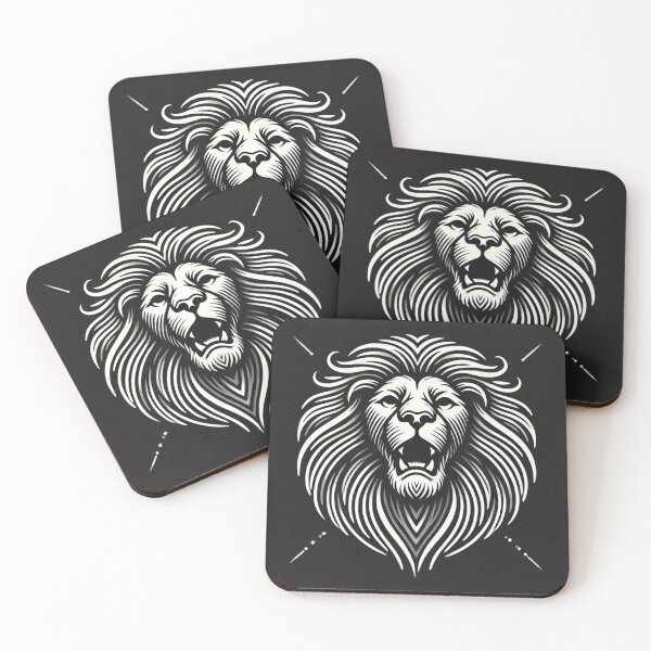 Artikelvorschau, Brüllende Majestät, kräftiger schwarz-weißer Löwe entworfen und verkauft von OandSDesigns23.
