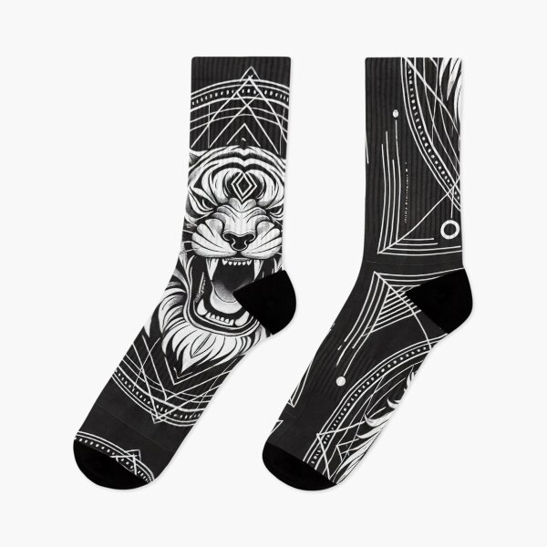 Item preview, Geometric Roar Modern Black & White Tiger Art designed and sold by OandSDesigns23.