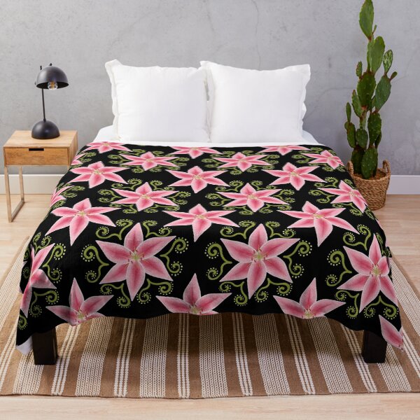 Item preview, Pink Lily Pattern Black designed and sold by sarahsdesigns02.