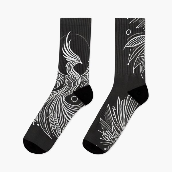 Item preview, Phoenix Ascend Elegant Black & White Line Art designed and sold by OandSDesigns23.