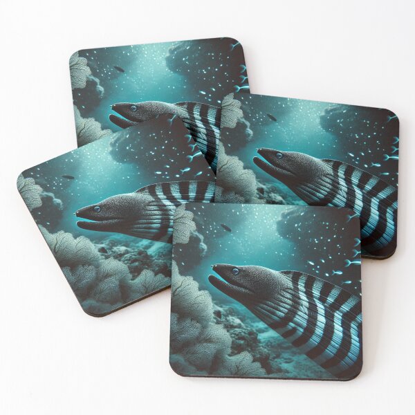 Item preview, Zebra Striped Moray Eel – Bioluminescent Deep Sea designed and sold by NocturnalNook.