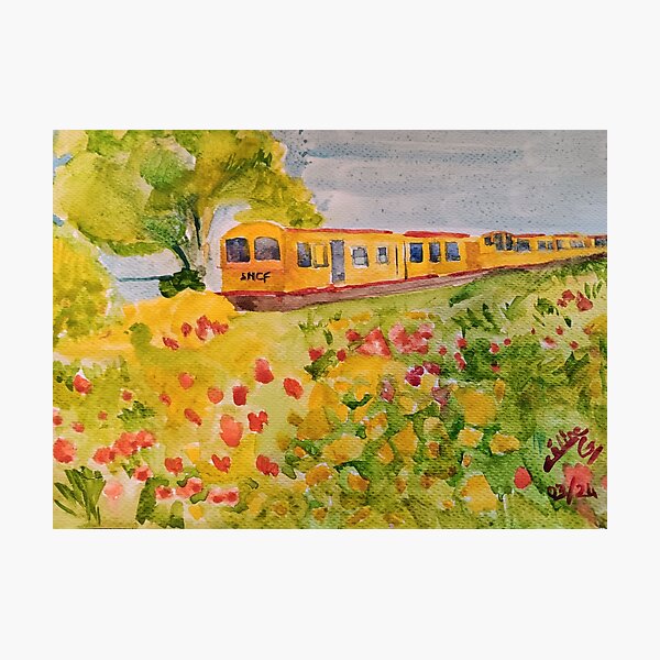 Item preview, Watercolor The little yellow train designed and sold by Couleursdart.