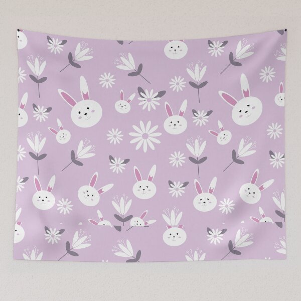 Item preview, White Rabbit and Flowers Easter Pattern  designed and sold by FestivityFinds.