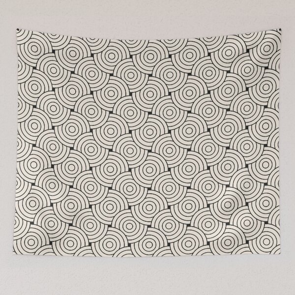 Item preview, Black grey ornamental geometric pattern with concentric circles on beige background. Empty circles. Design element for logo, web pages, prints, posters, template. designed and sold by Olgus.