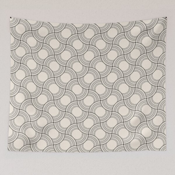 Item preview, Black grey ornamental geometric pattern with concentric circles on beige background. Empty circles. Design element for logo, web pages, prints, posters, template. designed and sold by Olgus.