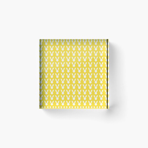 Item preview, White Rabbit on Yellow Background Easter Pattern  designed and sold by FestivityFinds.
