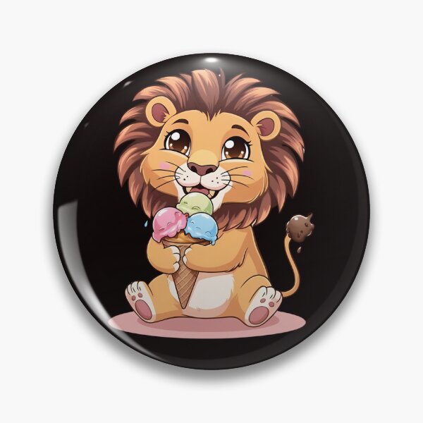 Item preview, Cute Lion Eating Ice Cream designed and sold by GrafiShop.