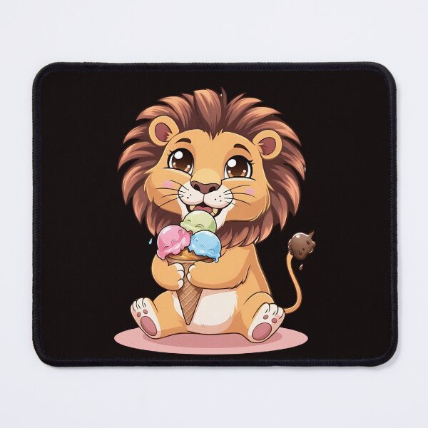 Item preview, Cute Lion Eating Ice Cream designed and sold by GrafiShop.