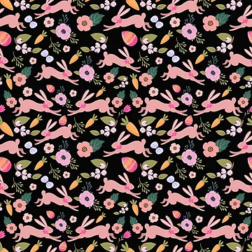 Artwork thumbnail, Hopping Rabbit Easter Pattern  by FestivityFinds
