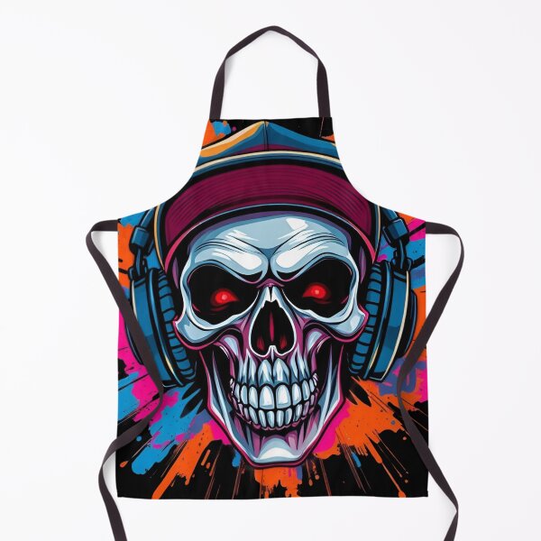 Item preview, skull wearing a hip-hop cap and large headphones, with an intense and energetic expression style 2 designed and sold by StudioNeon.