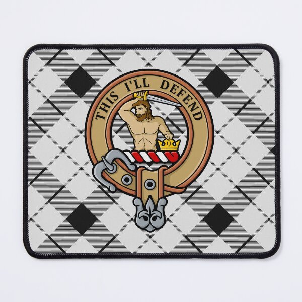 Item preview, Clan MacFarlane Crest over Black and White Tartan designed and sold by sifis.