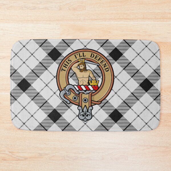 Item preview, Clan MacFarlane Crest over Black and White Tartan designed and sold by sifis.