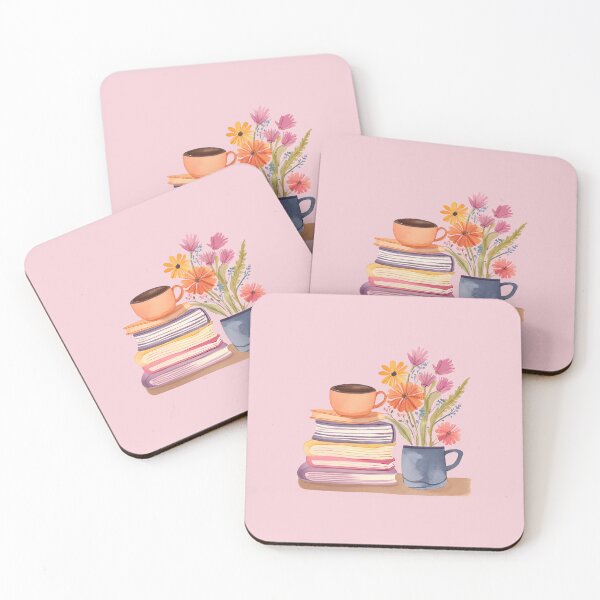 Item preview, Cozy Books, Flowers, and Coffee Cup - Cute Watercolor Book Lover Aesthetic designed and sold by FarmOfCuties.