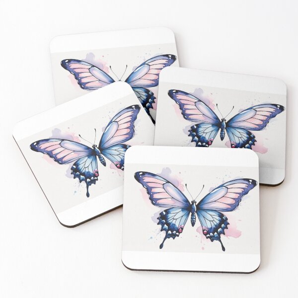 Item preview, Blue and Pink Butterfly Watercolor Painting designed and sold by StormArte.