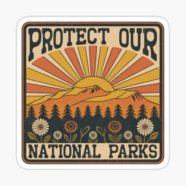 Vista previa del artículo con la obra «Protejamos nuestros parques nacionales (Retro Sunburst)», diseñado y vendido por ABOUZAKARIAE.