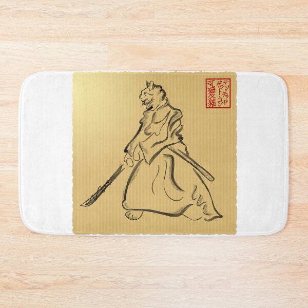 Item preview, Samurai Kawaii Cat Sumi-e Style Painting designed and sold by GetContented.