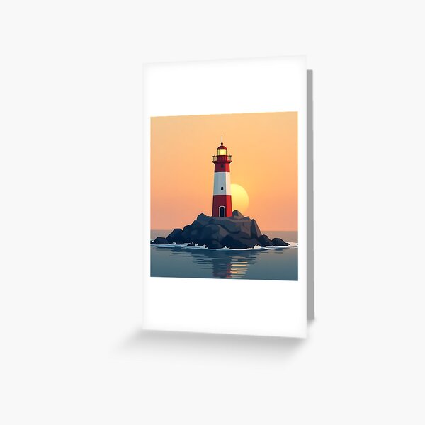 Item preview, Sunset Sentinel: Lighthouse at Dusk designed and sold by AbstractAuraArt.