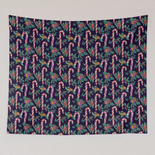 Item preview, bold colourful candy canes and holly designed and sold by PoppyLaneStudio.