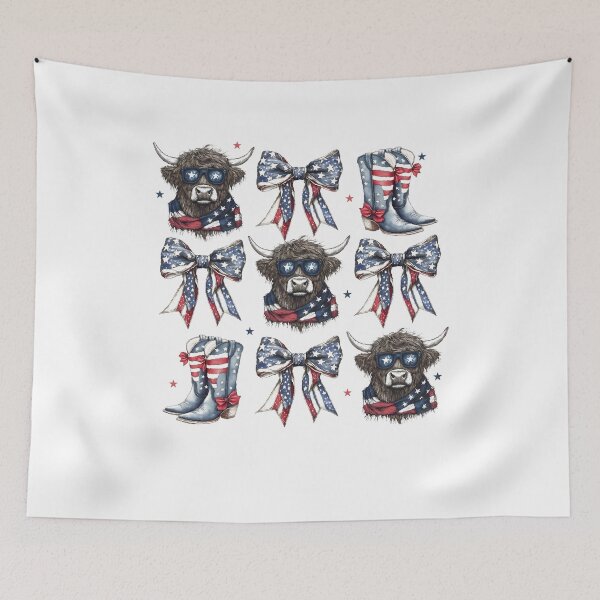 Item preview, America Highland Cow, America Western, 4th of July designed and sold by Benjaminerickso.