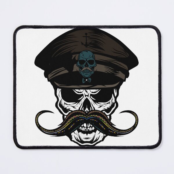 Item preview, skull mustached kepi cap mustache hipster skull captain designed and sold by Achille3777.