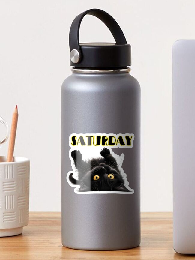 Thumbnail 1 of 3, Sticker, Sticker with days of the week Saturday Black Cat designed and sold by LaKoszulka.