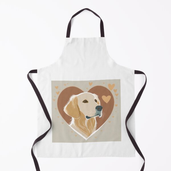 Item preview, serious face golden retriever dog with love hearts vintage art style designed and sold by planetgolden.
