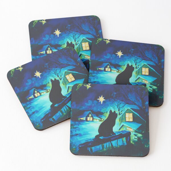 Item preview, Cat in village of night with star designed and sold by MerryCrown.