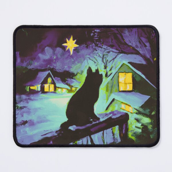 Item preview, Cat in village of night with star 1 designed and sold by MerryCrown.