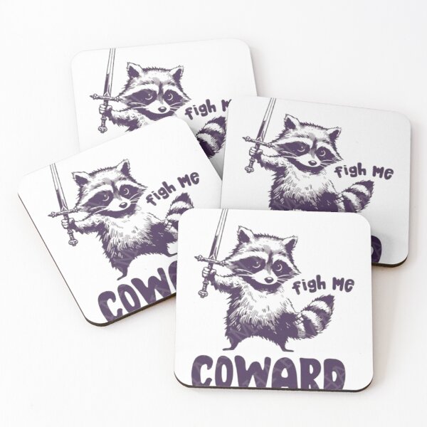 Item preview, Fight Me Coward Raccoon Sticker | Funny Animal Design designed and sold by JossDesign15.