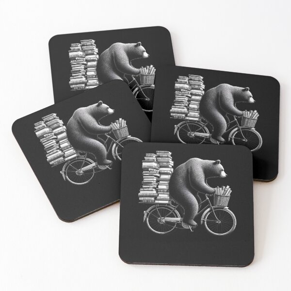 Item preview, Bear Riding Bike Book Reader Reading Bookworm Library Teacher designed and sold by Kimberley King Art  King Art.