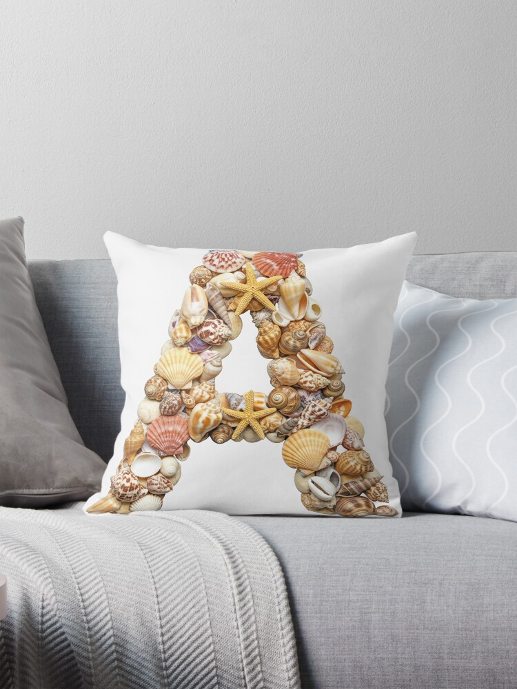 Thumbnail 1 of 4, Pillow, SHELLS LETTER A designed and sold by Art-type.
