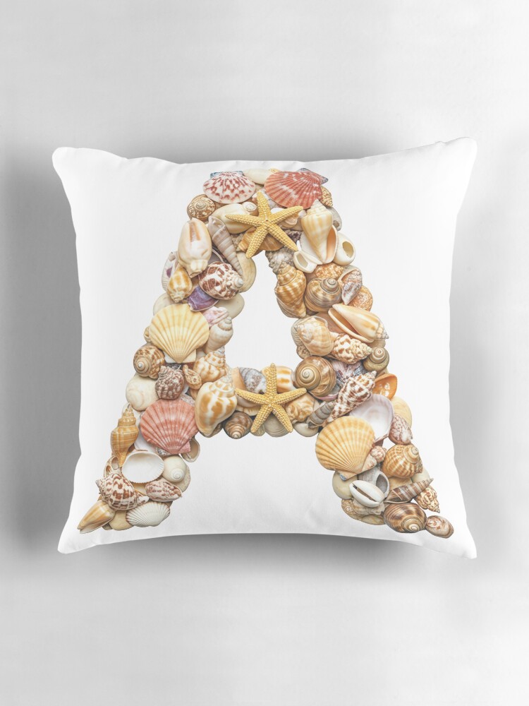 Thumbnail 3 of 4, Pillow, SHELLS LETTER A designed and sold by Art-type.