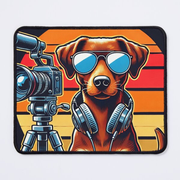 Item preview, Retro Dog Content Creator with Camera & Headphones designed and sold by Warm Bowl Studio.