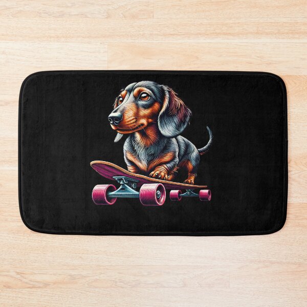 Artikelvorschau, Dackel Longboard Skating Skateboard Hundeliebhaber entworfen und verkauft von Kimberley King Art  King Art.