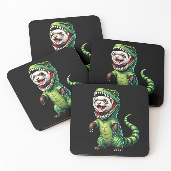 Item preview, Funny Ferret Wearing Dinosaur Outfit Ferret Lover designed and sold by Kimberley King Art  King Art.