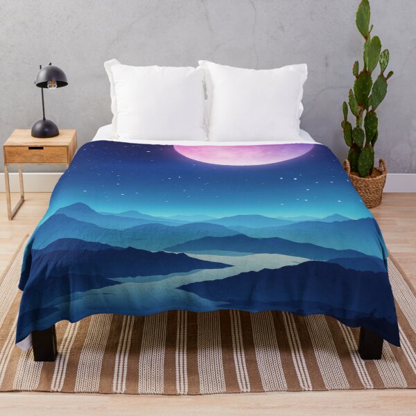 Item preview, Pink Moon Above: A Serene Mountain Nightscape designed and sold by REPTISLAV.