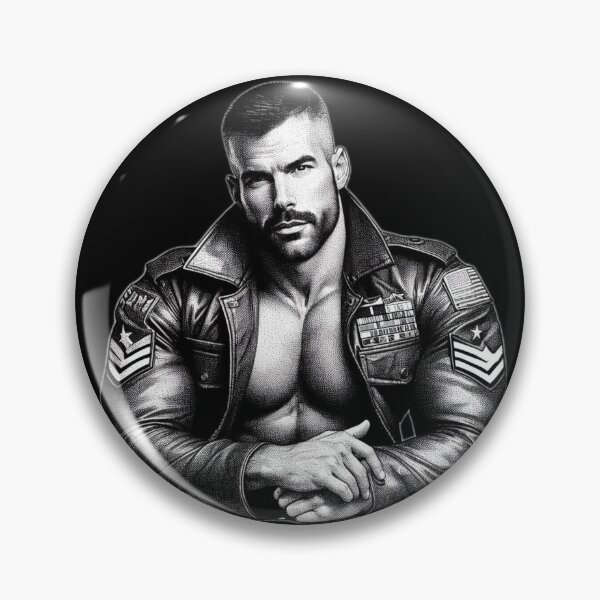 Item preview, Pointillism Leather Military Daddy Buzz Cut Leder Pride Graphic Design designed and sold by ItsAKinkThing.