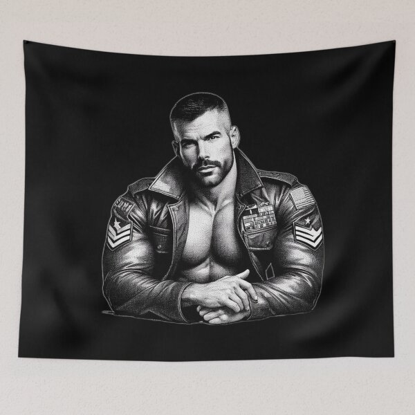 Item preview, Pointillism Leather Military Daddy Buzz Cut Leder Pride Graphic Design designed and sold by ItsAKinkThing.