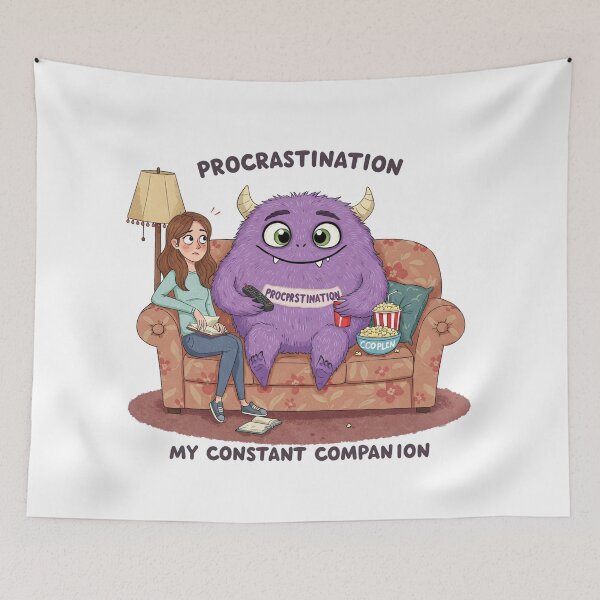 Item preview, Fluffy Procrastination Monster – Funny & Relatable designed and sold by weebeearts.