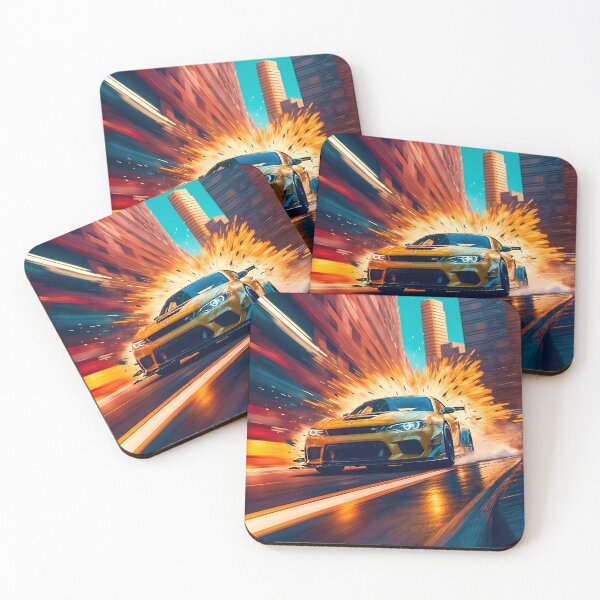 Item preview, Yellow Sports Car Speeding From The Blast designed and sold by Ink Art Design.