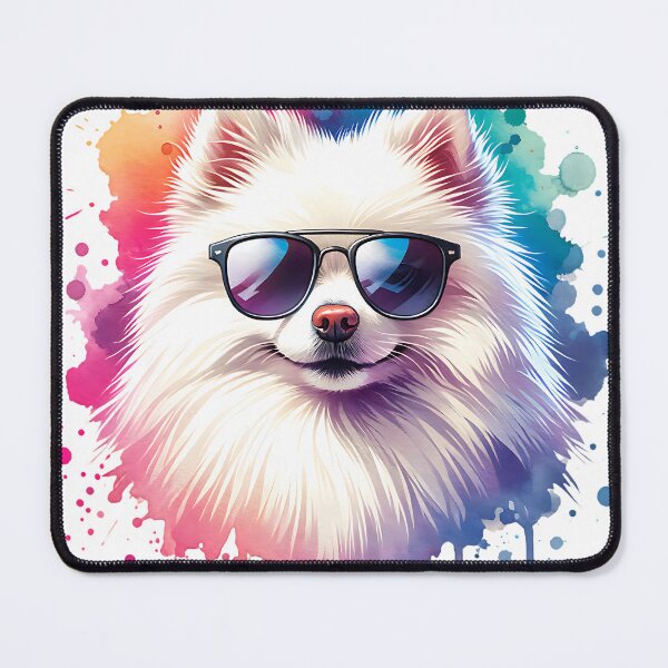 Item preview, White small Spitz dog with sunglasses designed and sold by KaitoArtDesigns.
