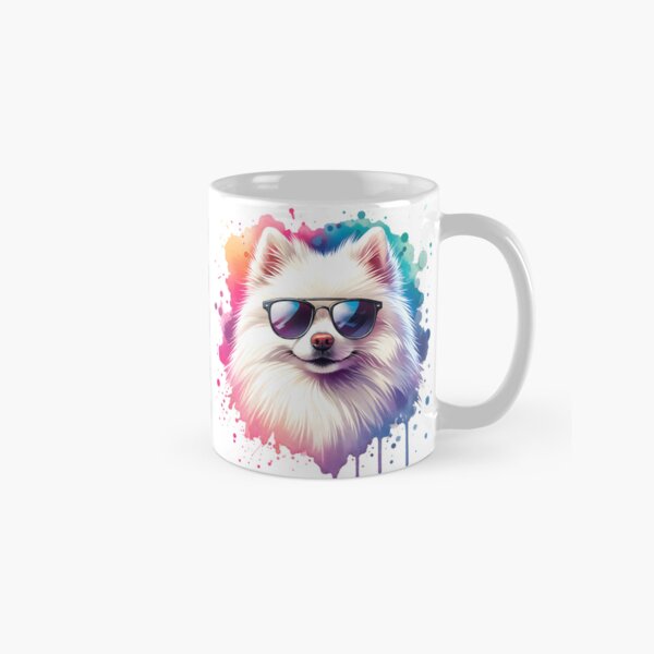 Item preview, White small Spitz dog with sunglasses designed and sold by KaitoArtDesigns.