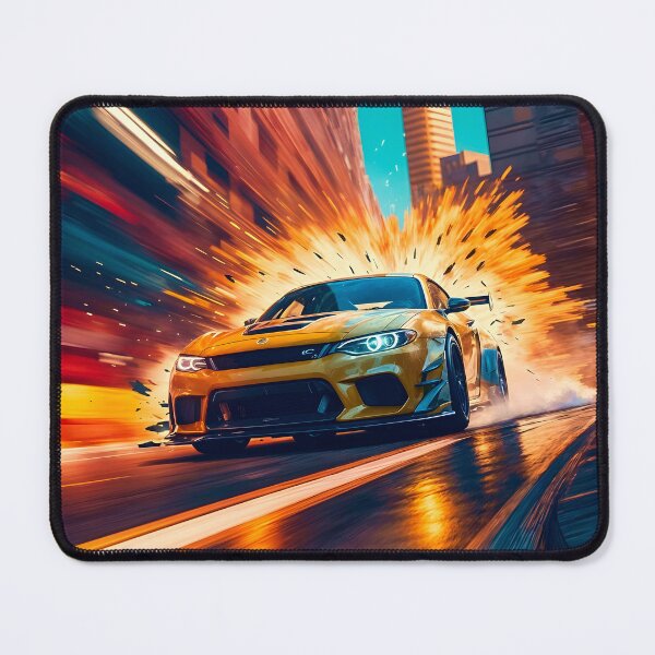 Item preview, Yellow Sports Car Speeding From The Blast designed and sold by Ink Art Design.